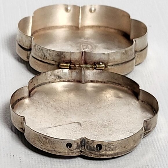 VINTAGE Sterling Silver Pill Box 925 Made in Mexico Pearl Inlay - Picture 3 of 8